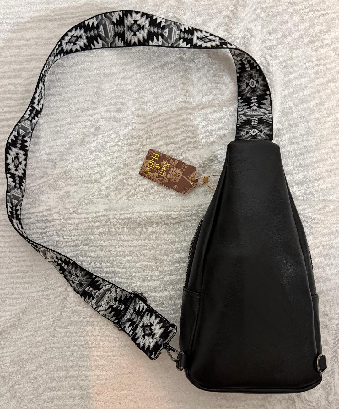 Sam & Hadley Black Studded Sling Bag - NEW