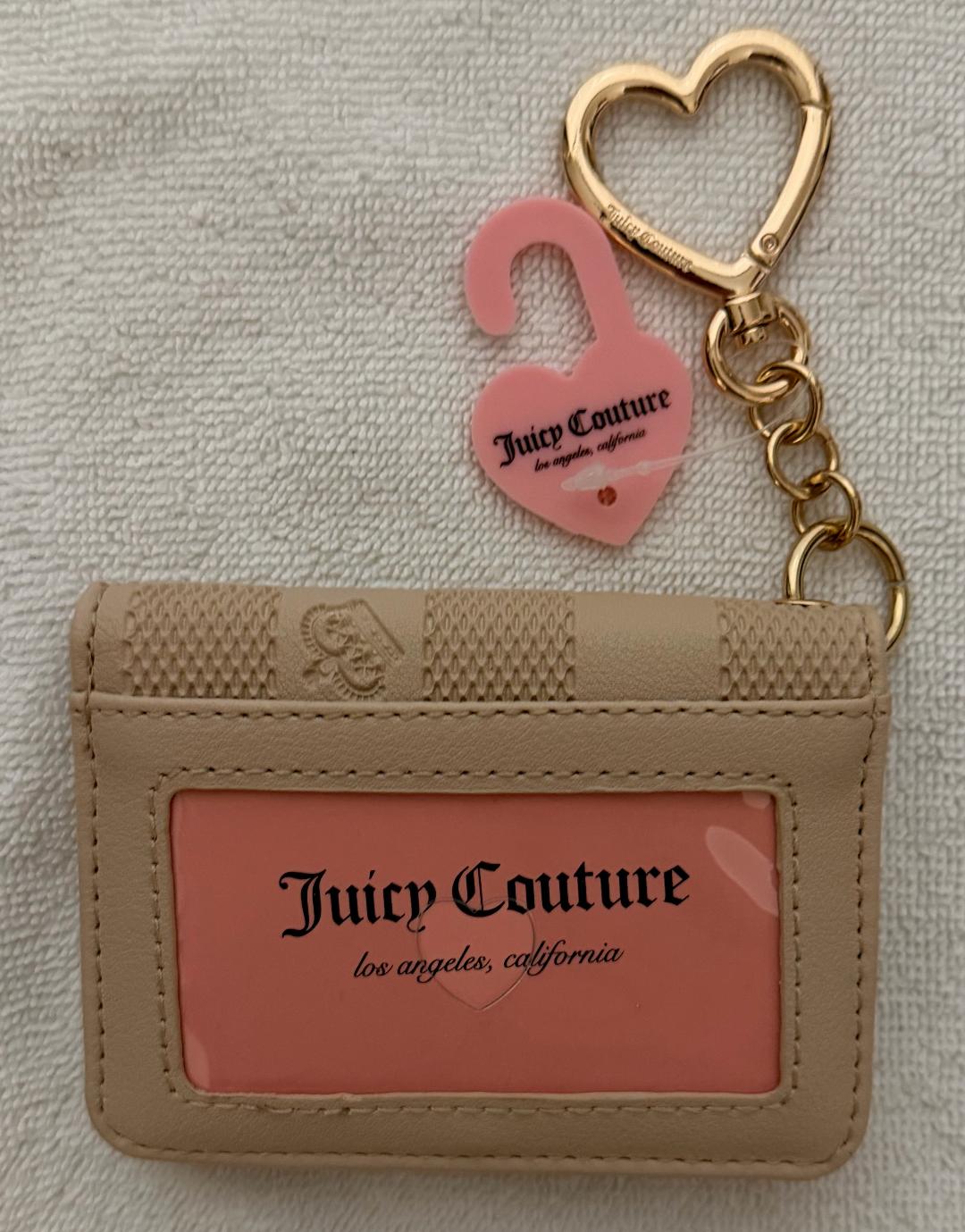 Juicy Couture Beige & Pink Hearts Card Case - NEW