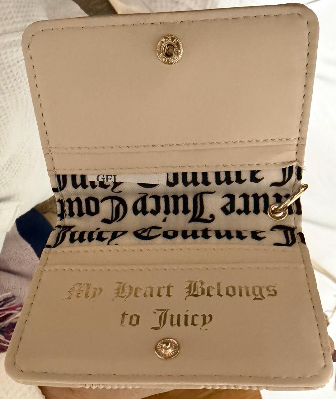 Juicy Couture Beige & Pink Hearts Card Case - NEW