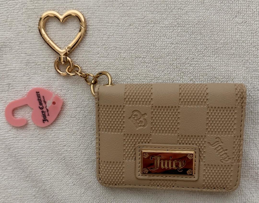 Juicy Couture Beige & Pink Hearts Card Case - NEW