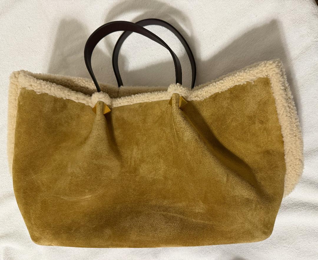 Valentino Garavani Suede Shopping Bag With Shearling Lining